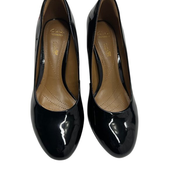 Clarks Brier Soft Cushion Black Patent Heels (8M) - Picture 3 of 10